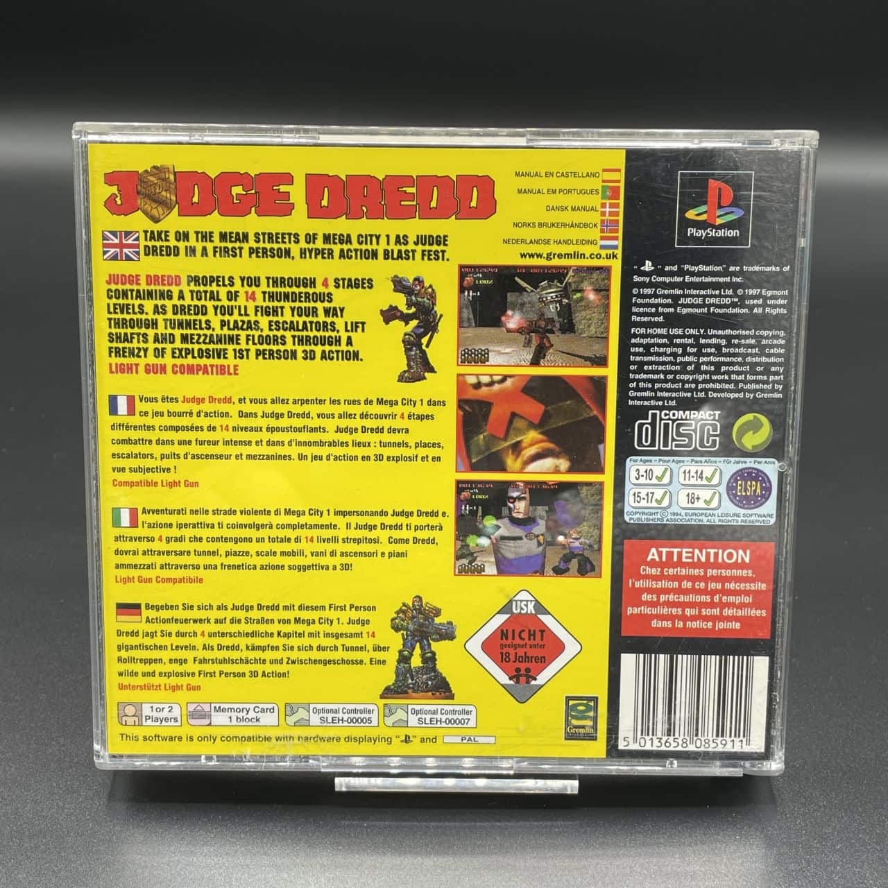 PS1 Judge Dredd (Komplett) (Gebrauchsspuren) Sony PlayStation 1 (FSK18)